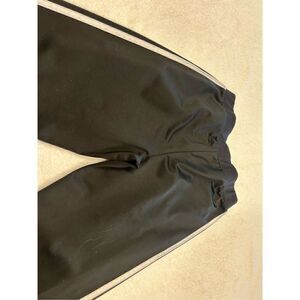 Adidas XL girls black white striped warm up pants  28” inseam